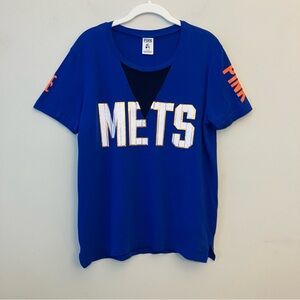 Victoria’s Secret PINK x MLB New Era NEW YORK METS Graphic Tee Shirt Logo